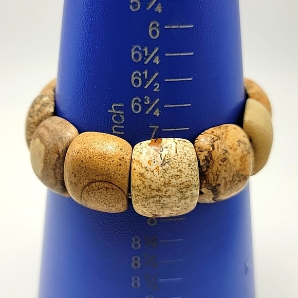 Picture, Owyhee or Landscape Jasper Beaded Stretch Bracelet US Size 7.50" Unisex - Picture 7 of 11